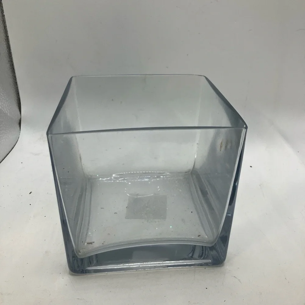 Crate Barrel Container Square Clear Glass Modern Airtight Polish Minimalist